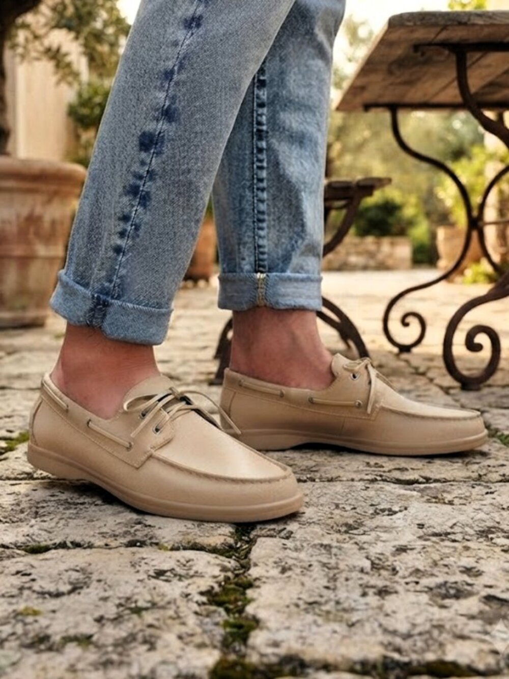 JustFab Faux Suede Boat Shoe Beige Tan Cream Size 7